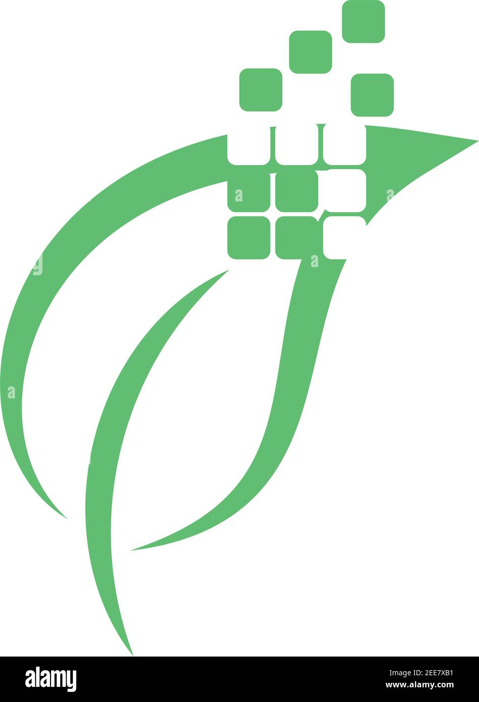 Feuille et rectangles, pixel, feuille et logo de plante Illustration de Vecteur