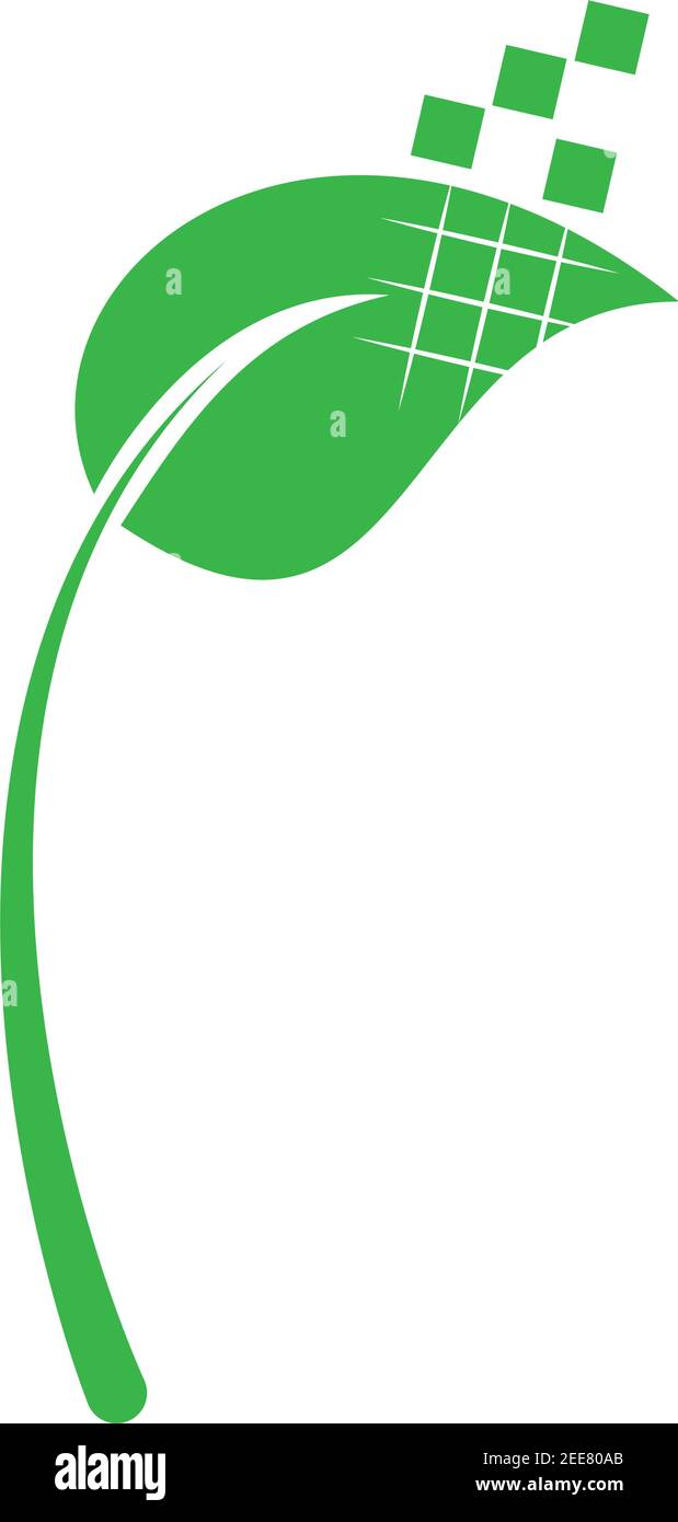 Feuille et rectangles, pixel, feuille et logo de plante Illustration de Vecteur