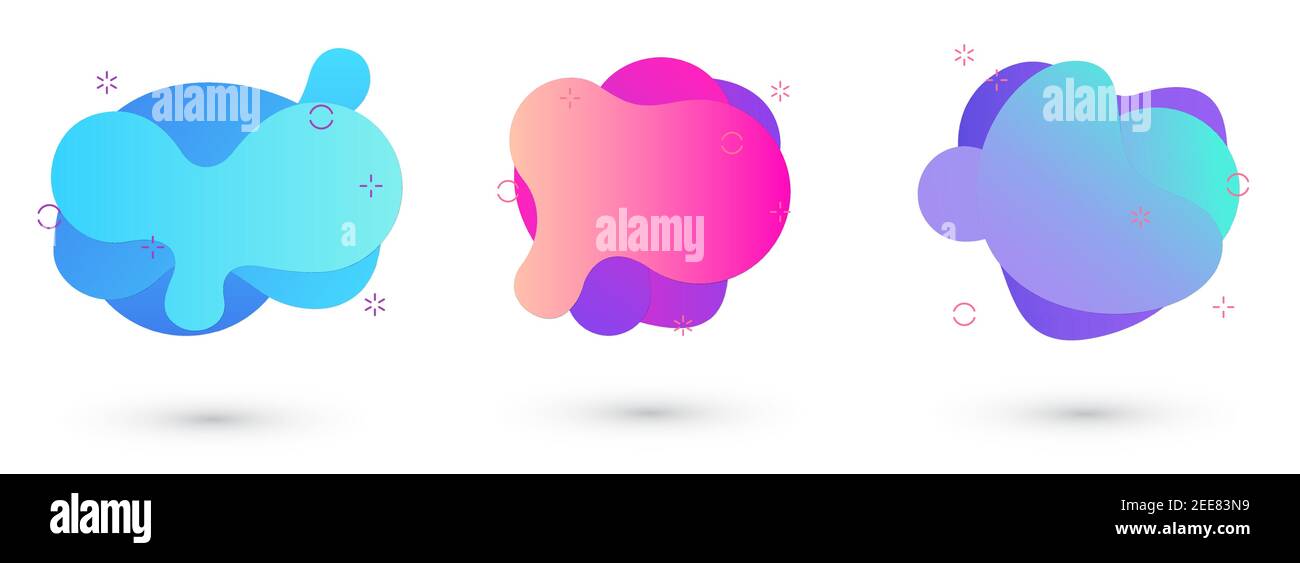 Fonds liquides abstraits isolés sur blanc. Formes abstraites en dégradé avec formes liquides fluides. Illustration de Vecteur