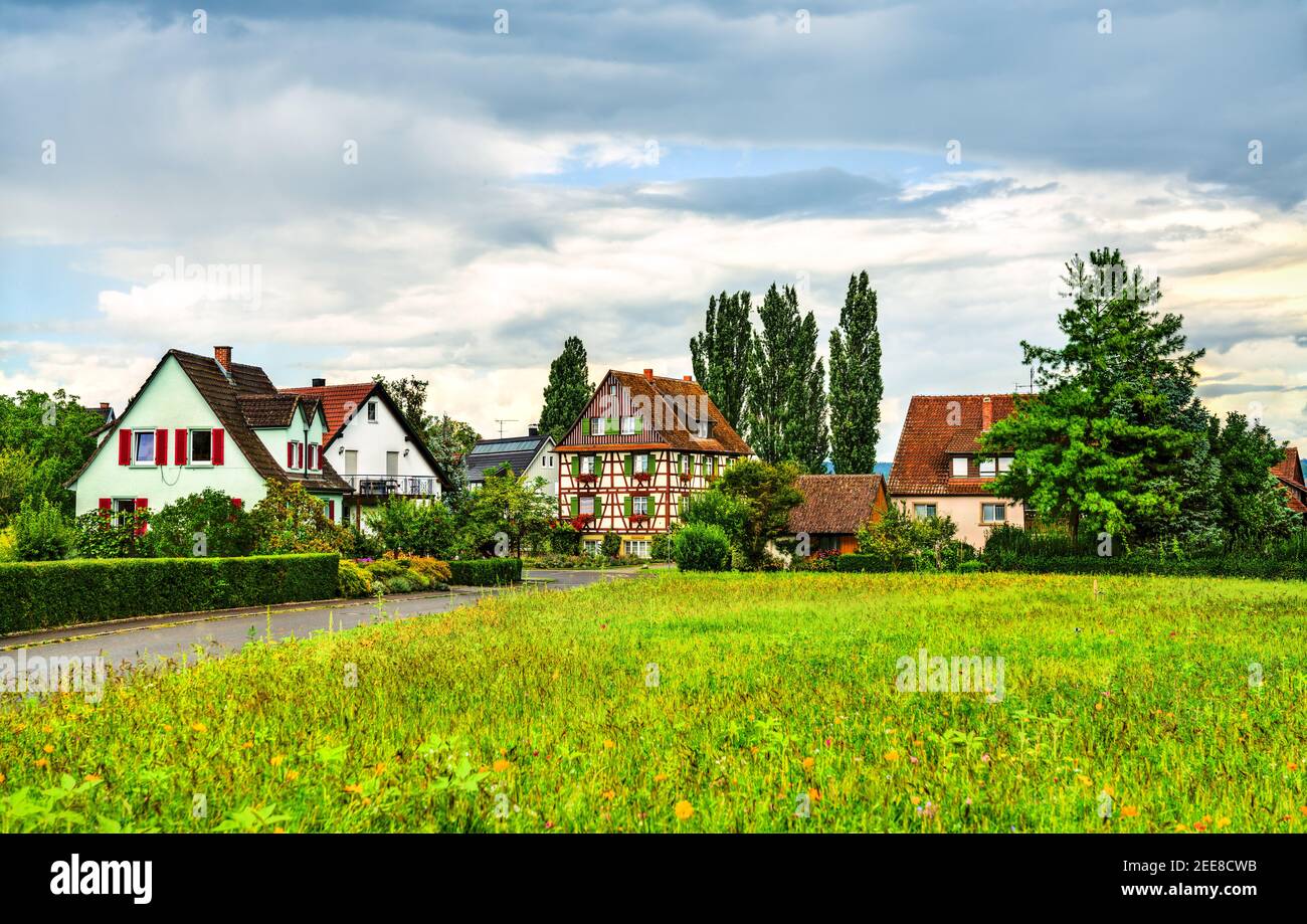 Maisons traditionnelles sur l'île de Reichenau en Allemagne Banque D'Images