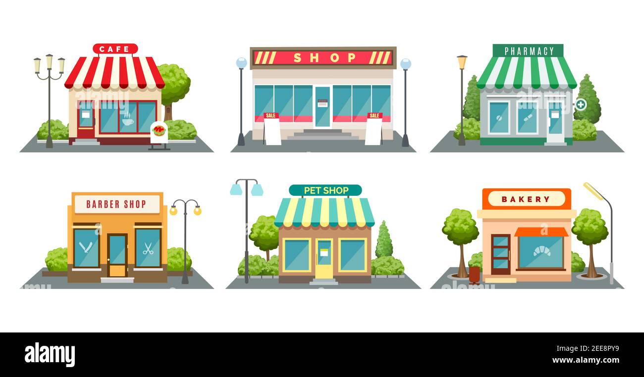 Boutiques en face Illustration de Vecteur