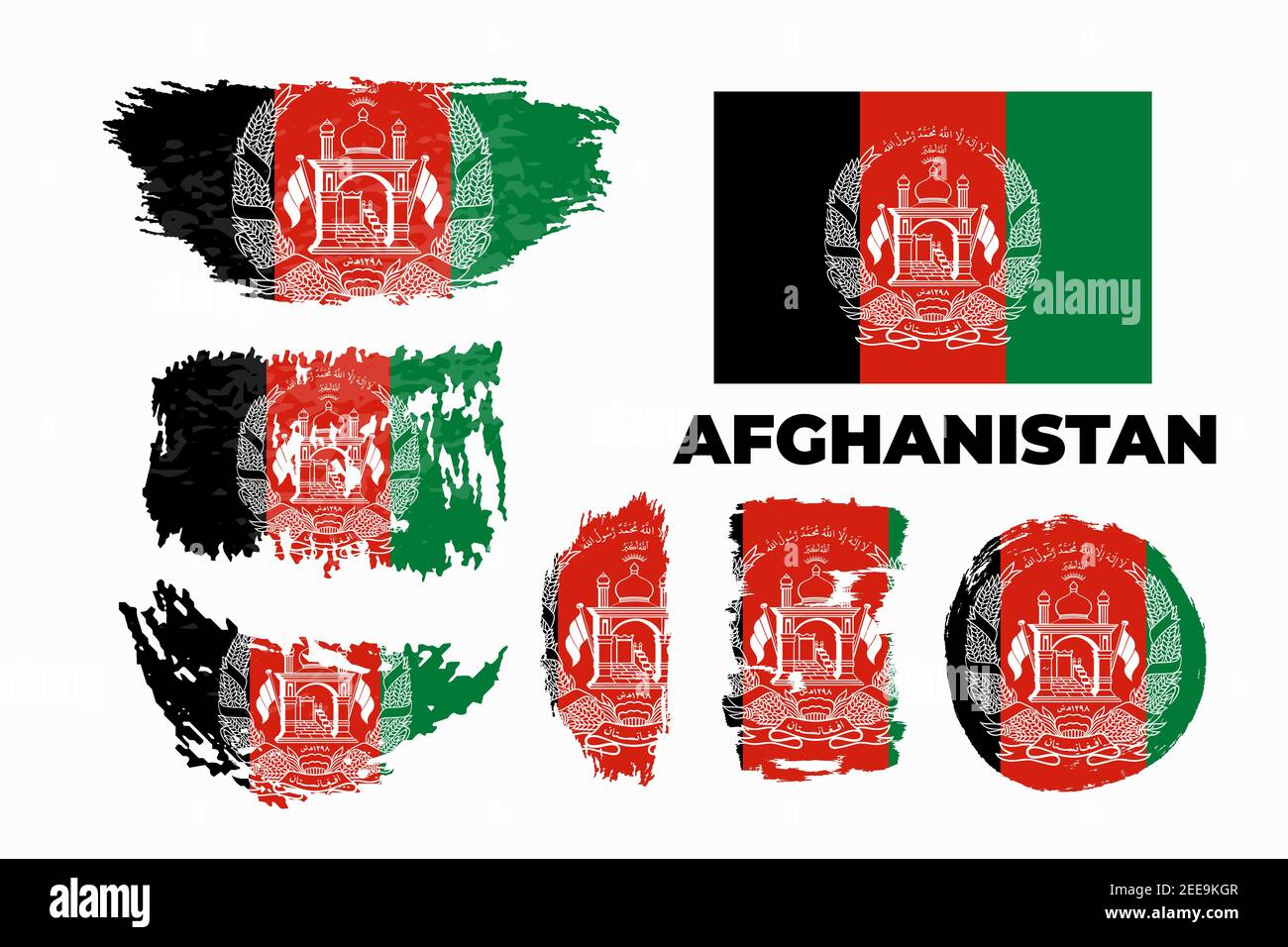 Bonne journée d'indépendance de l'Afghanistan. Drapeau de l'Afghanistan peint à la brosse Illustration de Vecteur