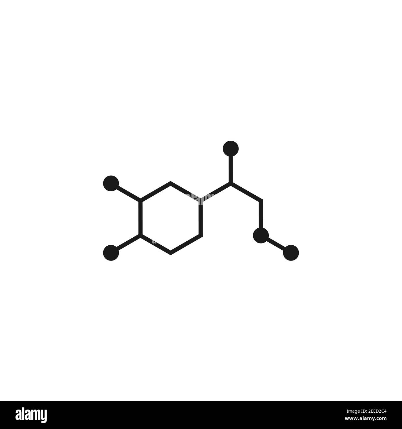 Structure moléculaire de l'adrénaline. Icône de ligne noire isolée sur fond blanc. Hormone épinéphrine, neurotransmetteur. Fortes émotions, symbole d'énergie Illustration de Vecteur