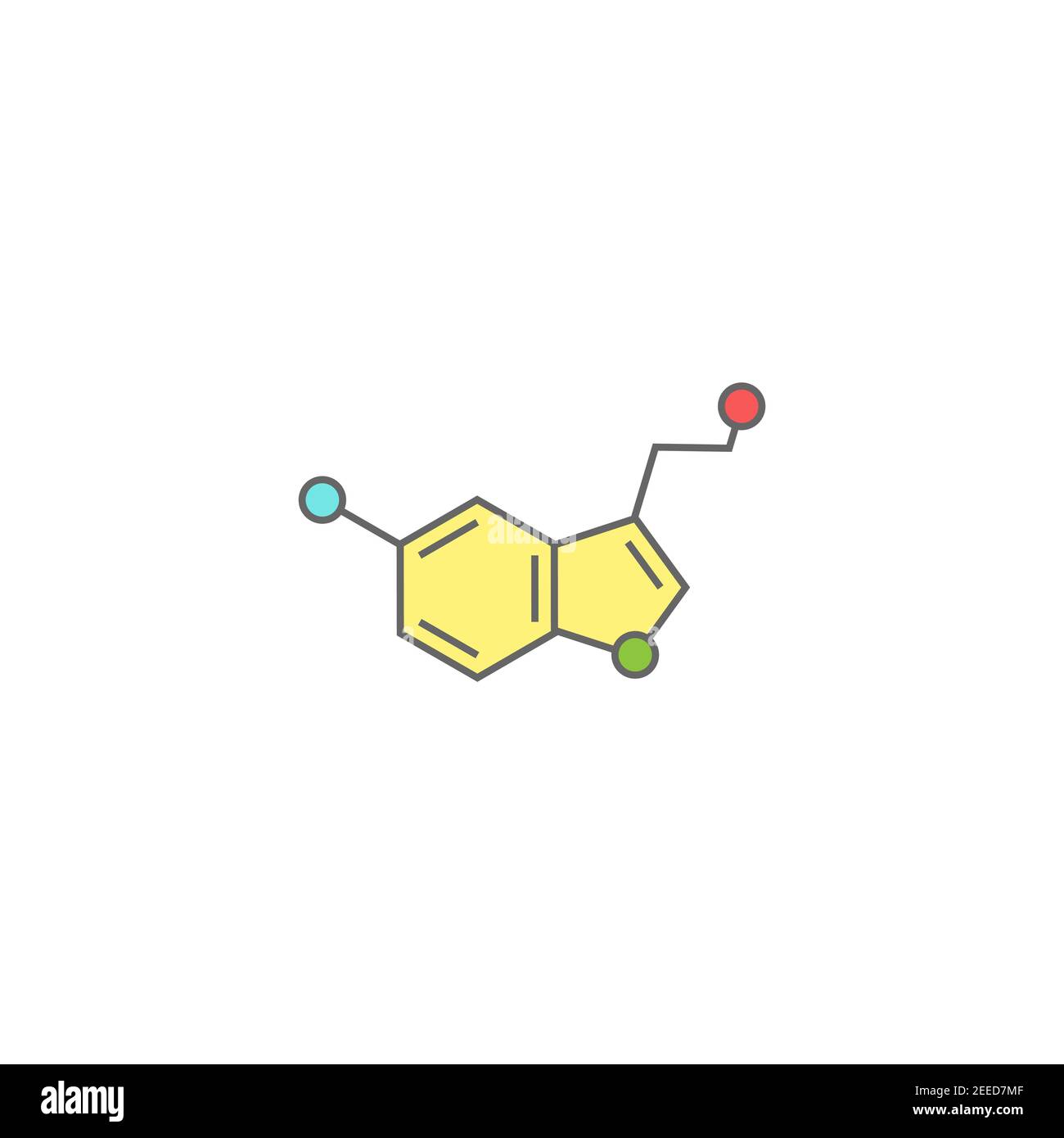 La structure moléculaire de la sérotonine de neurotransmetteur. molécule. Formule chimique du squelette. De l'hormone de bonheur et de joie. Ligne vectorielle illustration isolé o Illustration de Vecteur