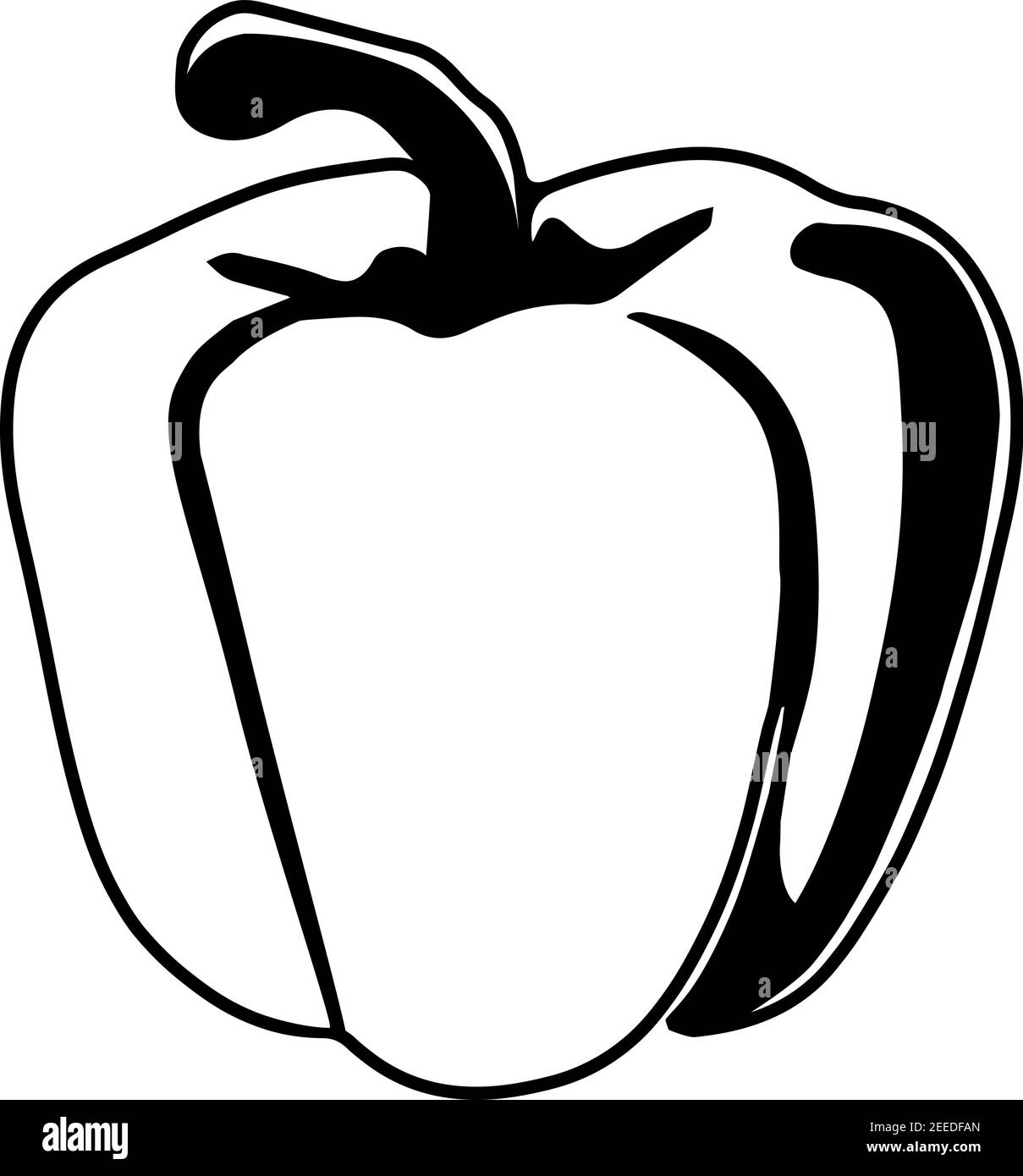 Silhouette de poivron, également connu comme poivron doux ou paprika Illustration de Vecteur