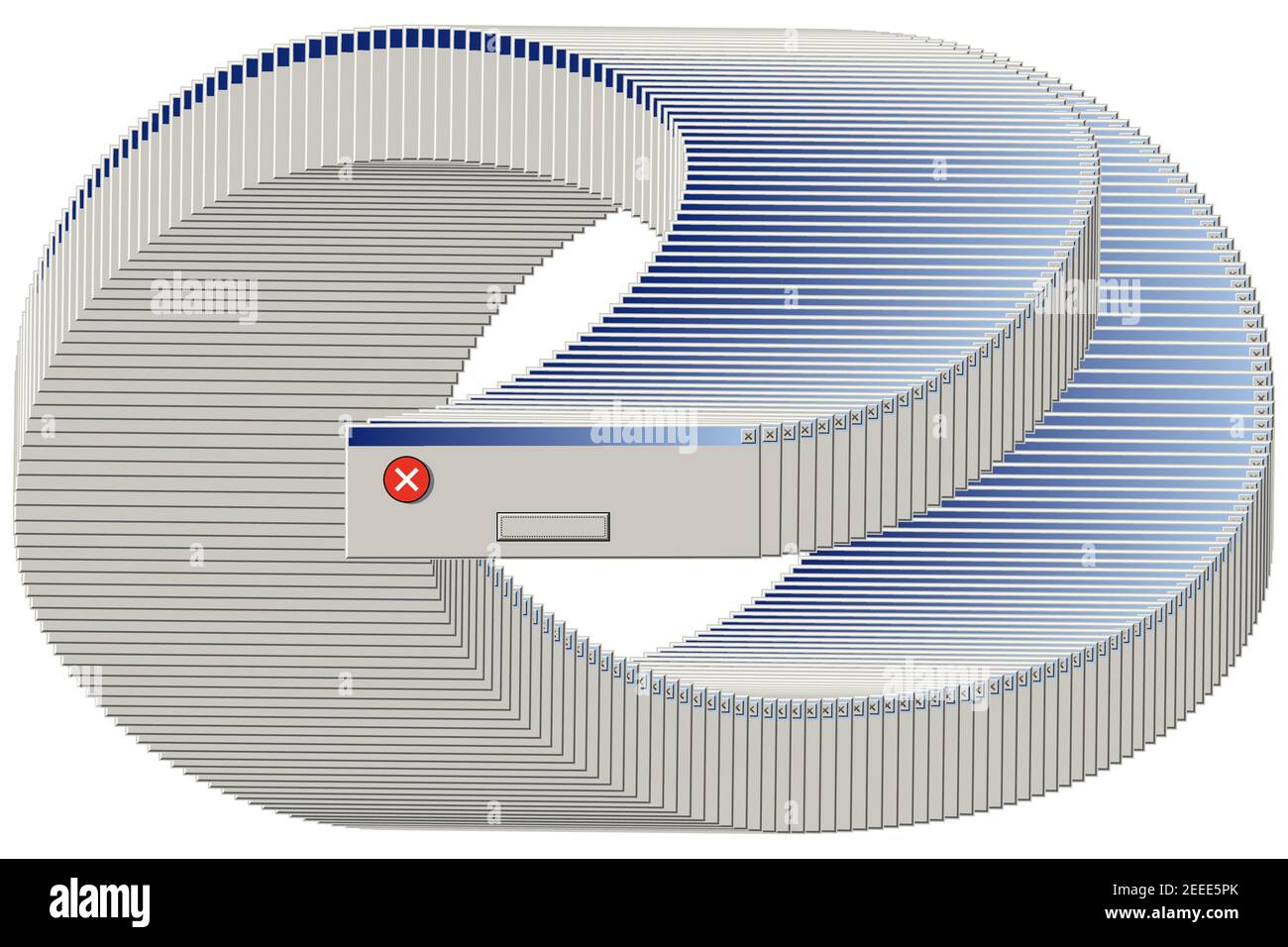 Fenêtre de l'ancien ordinateur contenant de nombreux messages d'erreur vierges. Interface pc rétro avec problème ou glitch, alerte de navigateur web vintage, bug de système logiciel ou virus Illustration de Vecteur