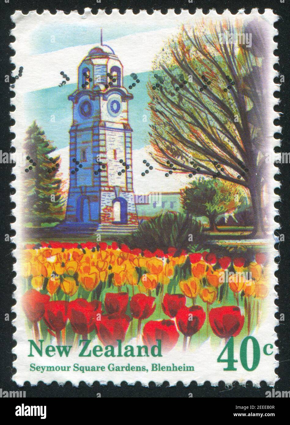 NOUVELLE-ZÉLANDE - VERS 1996: Timbre imprimé par la Nouvelle-Zélande, montre Seymour Square Gardens, Blenheim, vers 1996 Banque D'Images