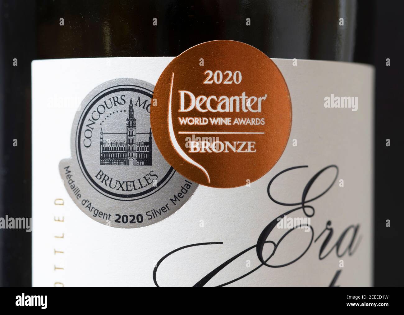 Era Costana Rioja étiquette de bouteille de vin en gros plan Banque D'Images