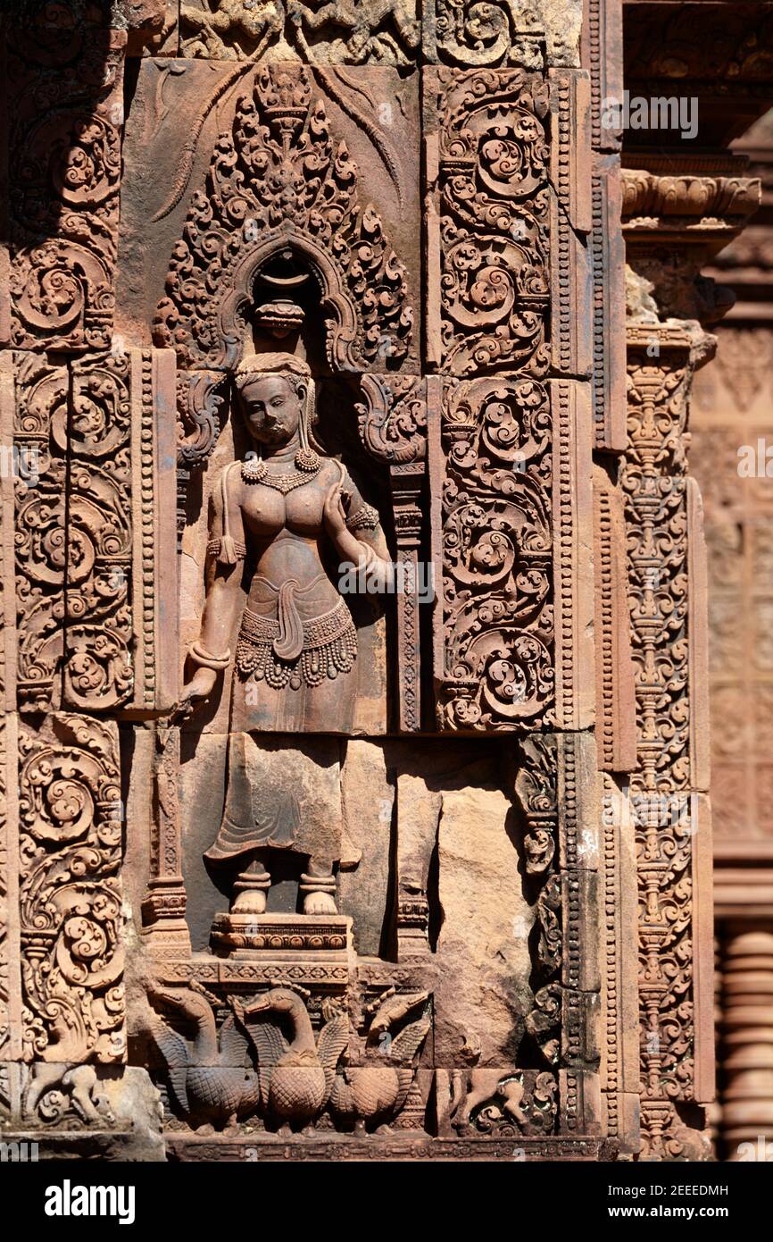 Temple de Banteay Srei, Angkor, Siem Reap, Cambodge Banque D'Images