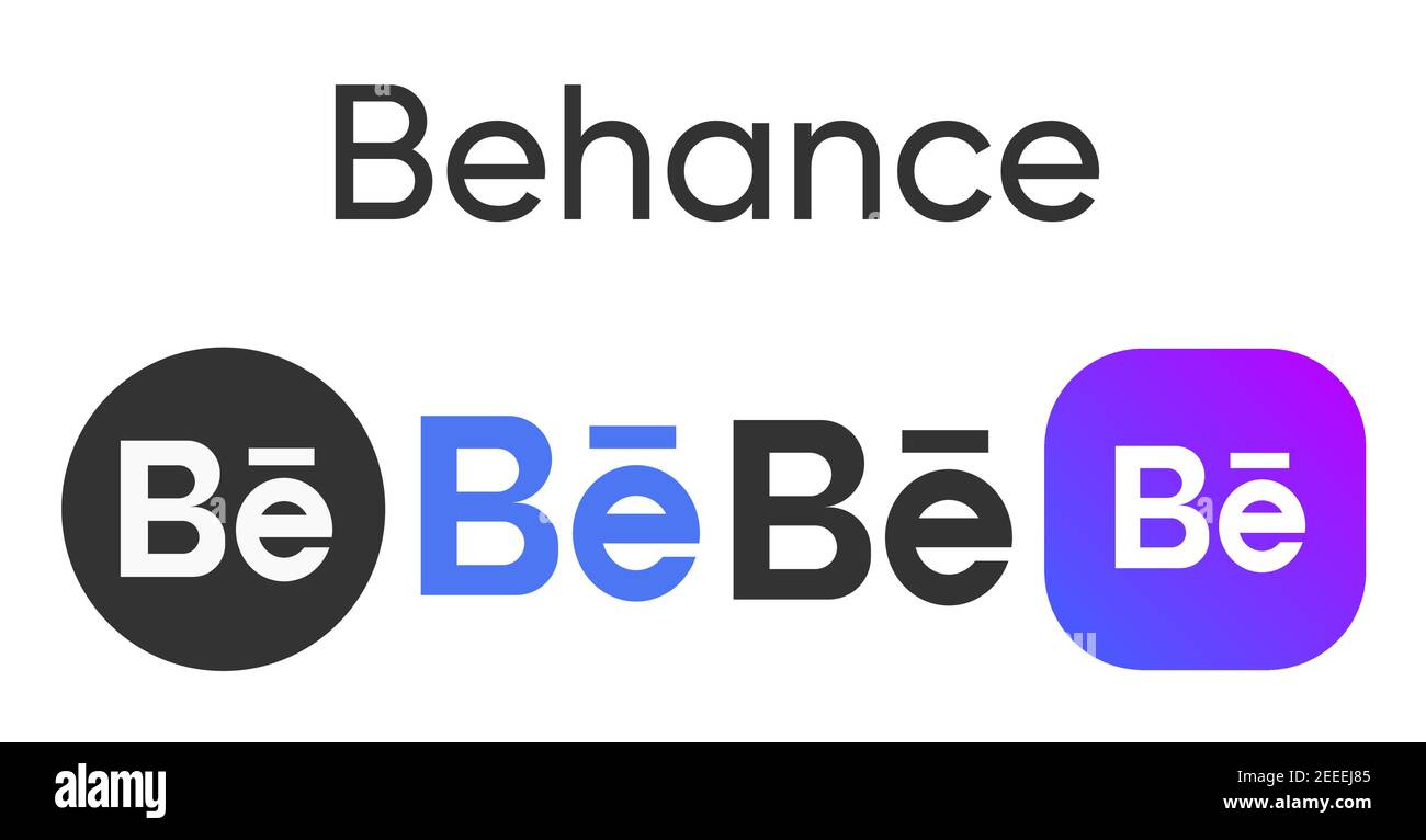 Ensemble de logos de médias sociaux Behance isolés sur blanc. Illustration de Vecteur
