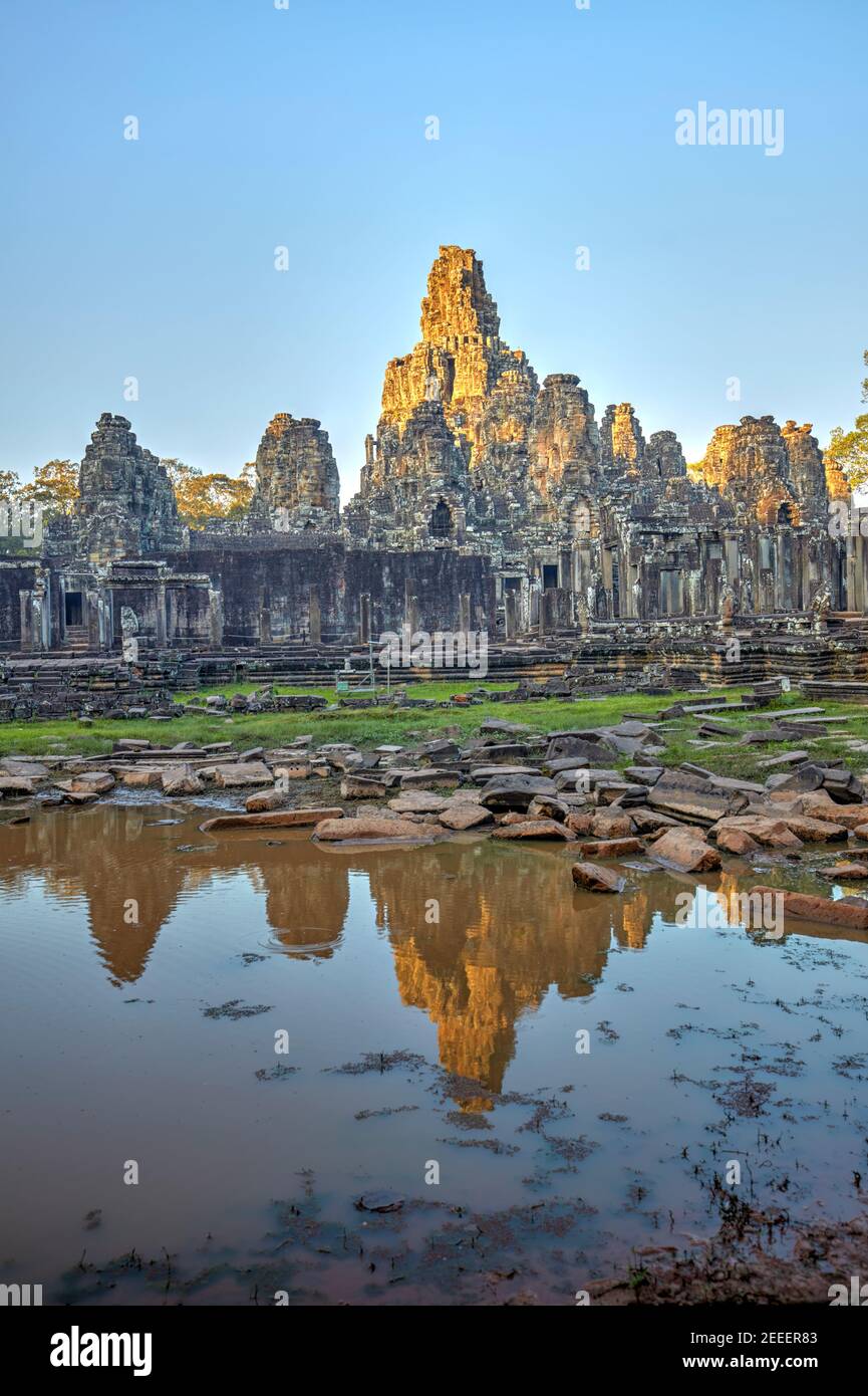 Temple Bayon à Angkor Thom, Siem Reap, Cambodge Banque D'Images