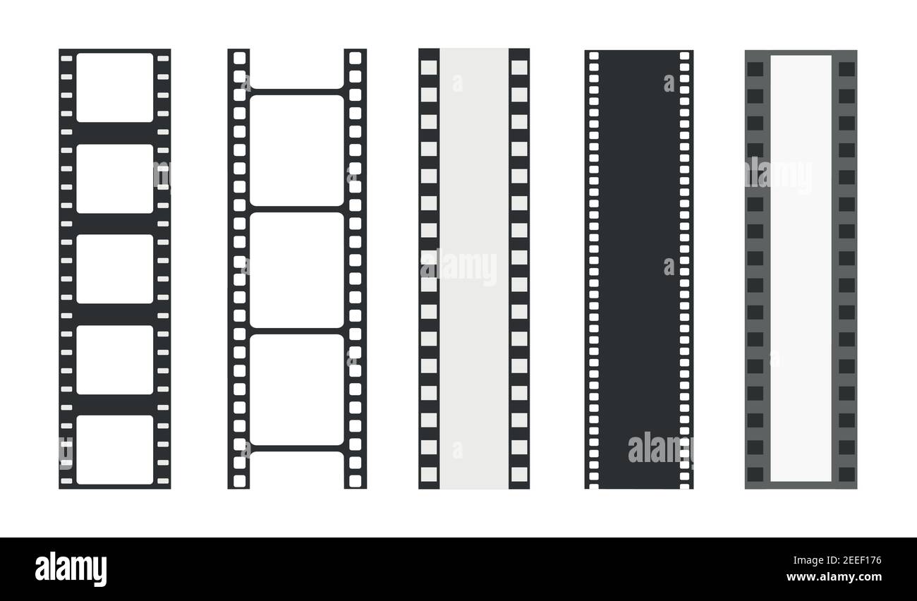 Modèles de bandes cinéma. Négatif et bande, bande de support. Film vectoriel en rouleau, film 35 mm Illustration de Vecteur