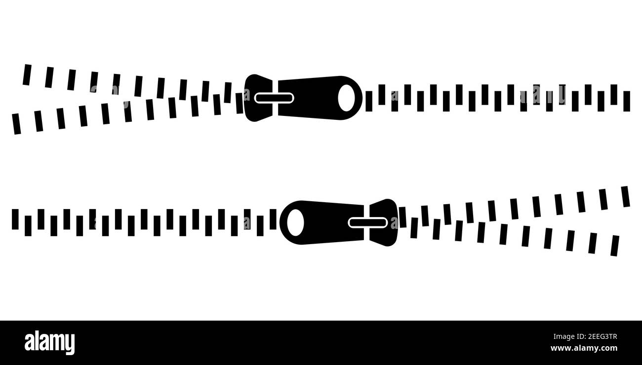 vêtements à fermeture à glissière, fermeture à glissière vectorielle fermée et fermeture à glissière ouverte Illustration de Vecteur