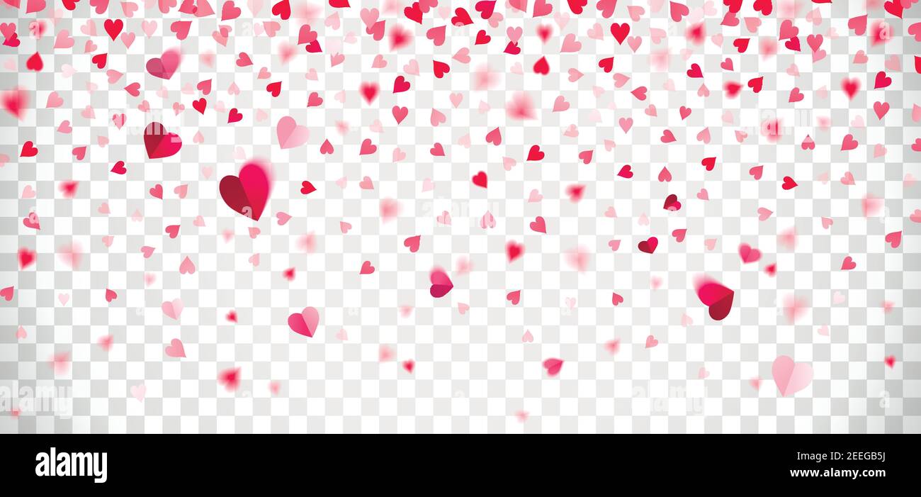 confetti tombant de coeurs rouges et roses sur un transparent arrière-plan Illustration de Vecteur