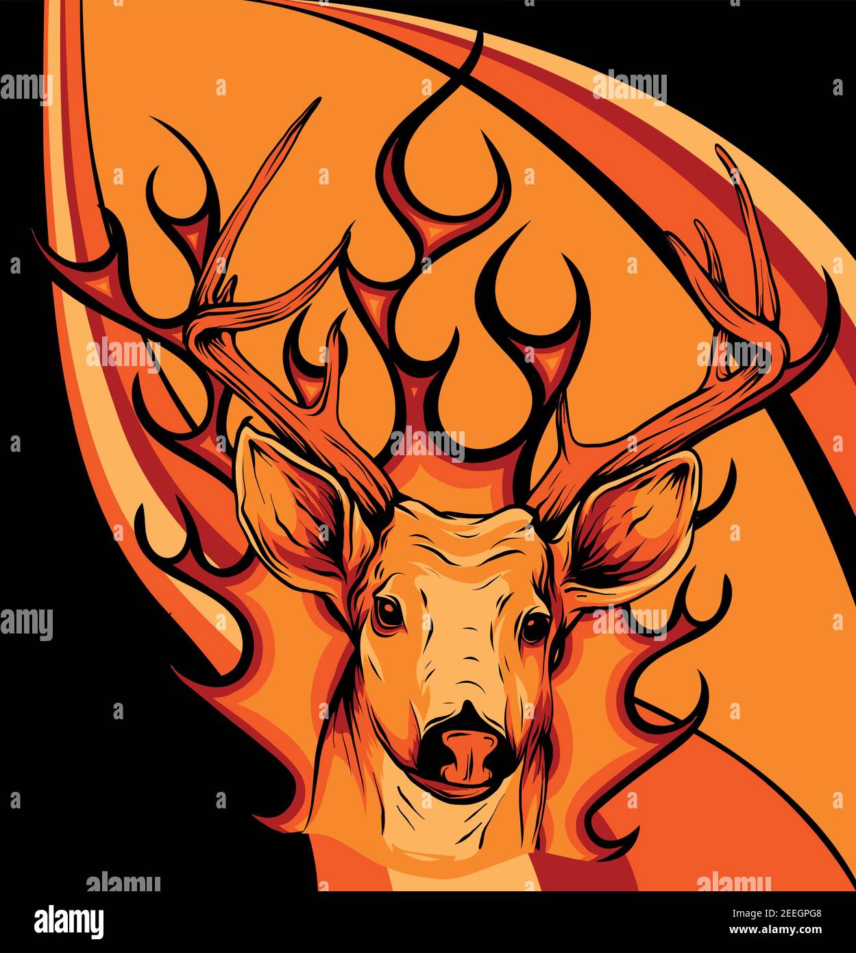 Tête de cerf avec illustration vectorielle Flames Illustration de Vecteur