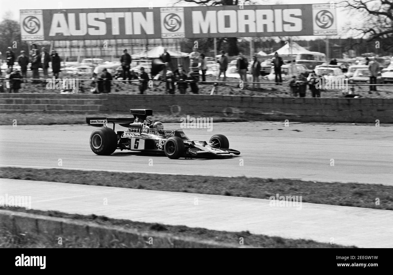 Lotus car 5 John Player Special au circuit Silverstone 12/04//75 Banque D'Images Lotus car 5 John Player Special au circuit Silverstone 12/04//75 Banque D'Images