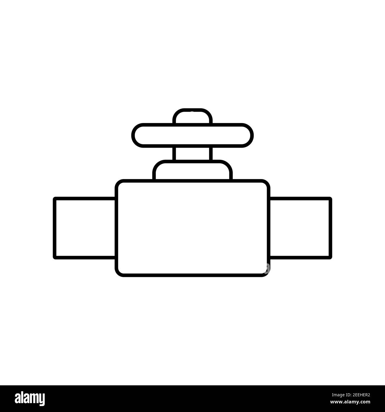 Tuyau avec icône de conduite de soupape. Plomber le symbole linéaire du robinet d'eau. Illustration vectorielle isolée sur blanc. Illustration de Vecteur