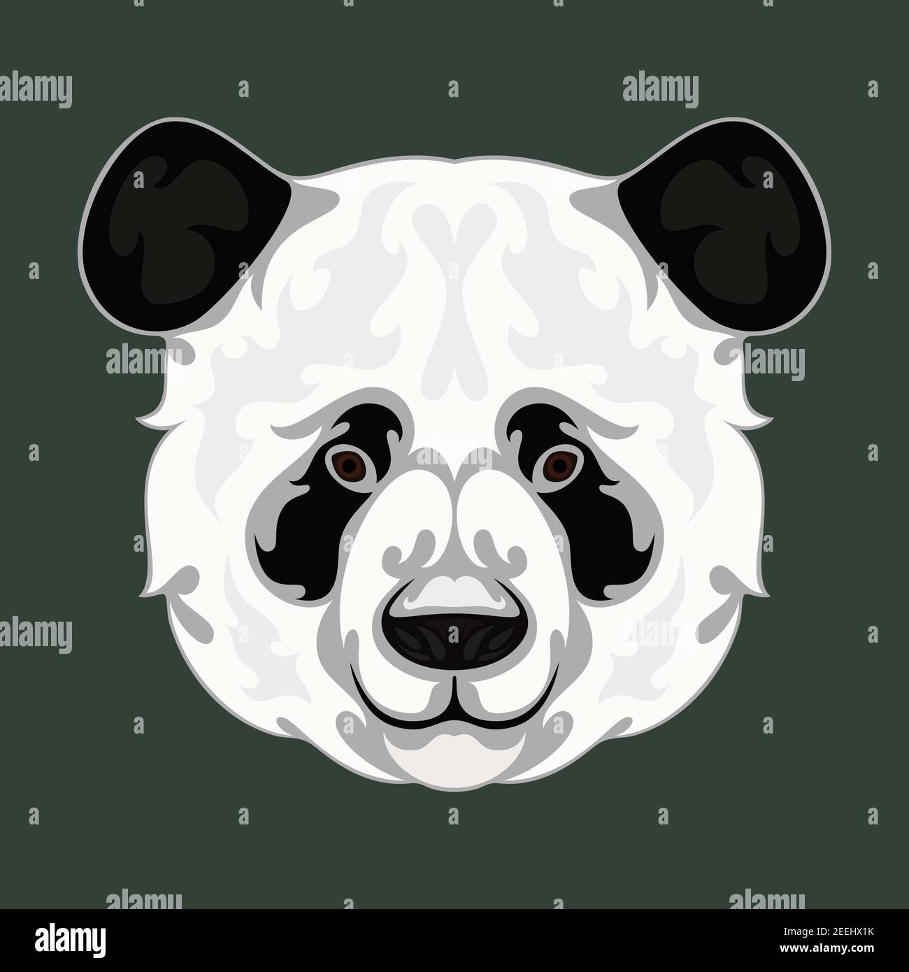 Portrait abstrait dessiné à la main d'un panda. Illustration vectorielle colorée stylisée pour tatouage, logo, décoration murale, motif imprimé T-shirt ou extérieur. Cette dra Illustration de Vecteur