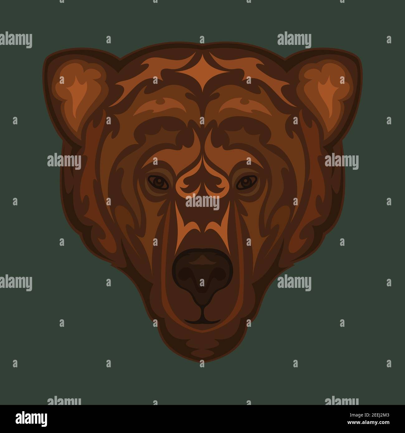 Portrait abstrait dessiné à la main d'un ours. Illustration vectorielle colorée stylisée pour tatouage, logo, décoration murale, motif imprimé T-shirt ou extérieur. Ce dessin Illustration de Vecteur