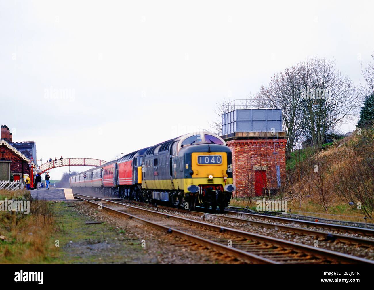 D9000 Deltic Royal Scots Gray à Appleby, Cumbria, s'installent à Carlsile Railway, en Angleterre Banque D'Images