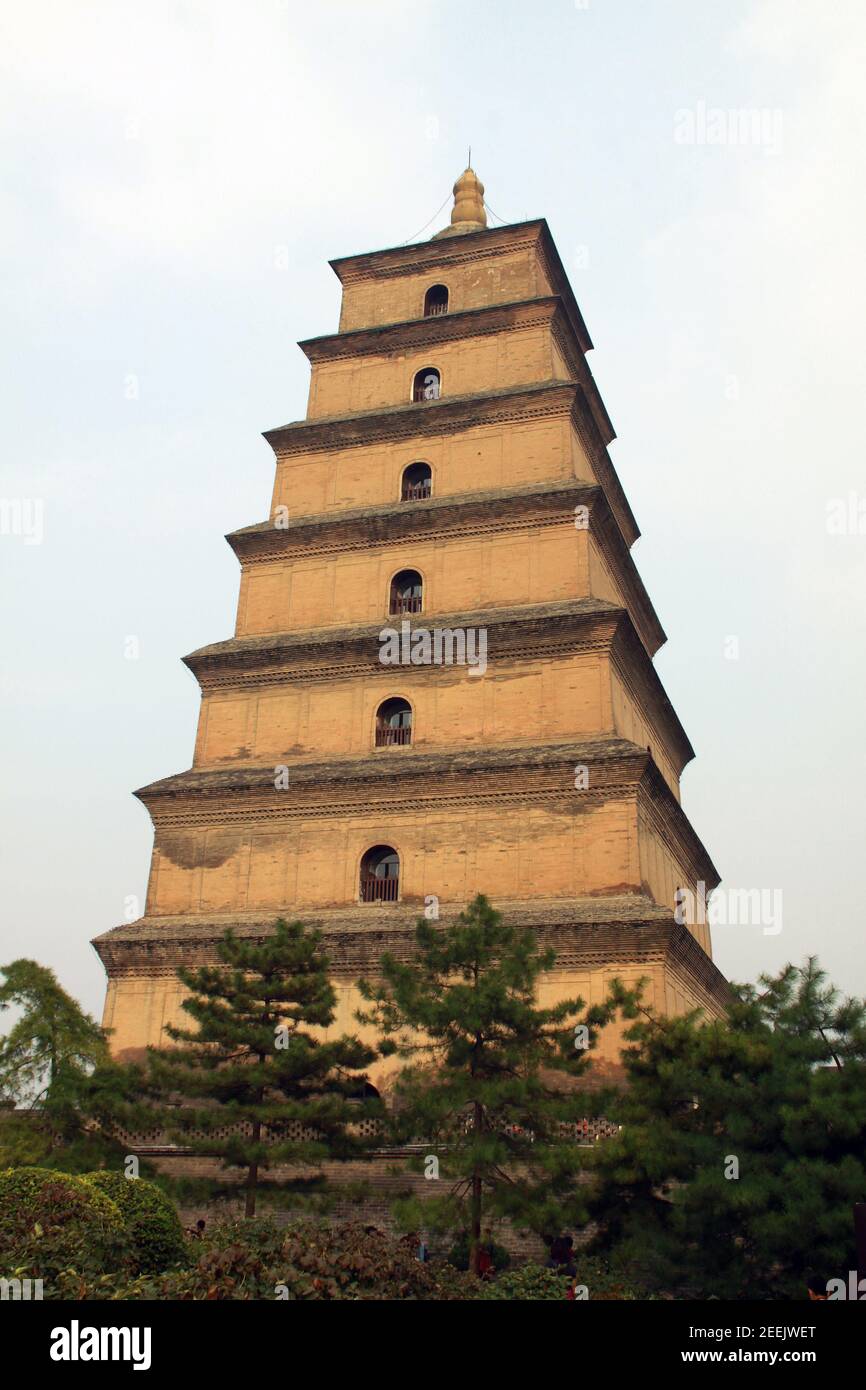 La pagode de l'oie géante, Xian, Chine par un jour nuageux Banque D'Images