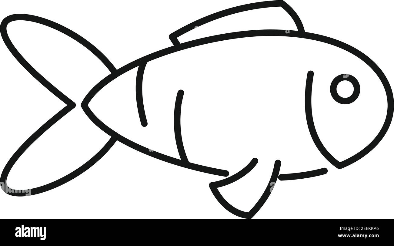 Icône de poisson exotique, style de contour Illustration de Vecteur