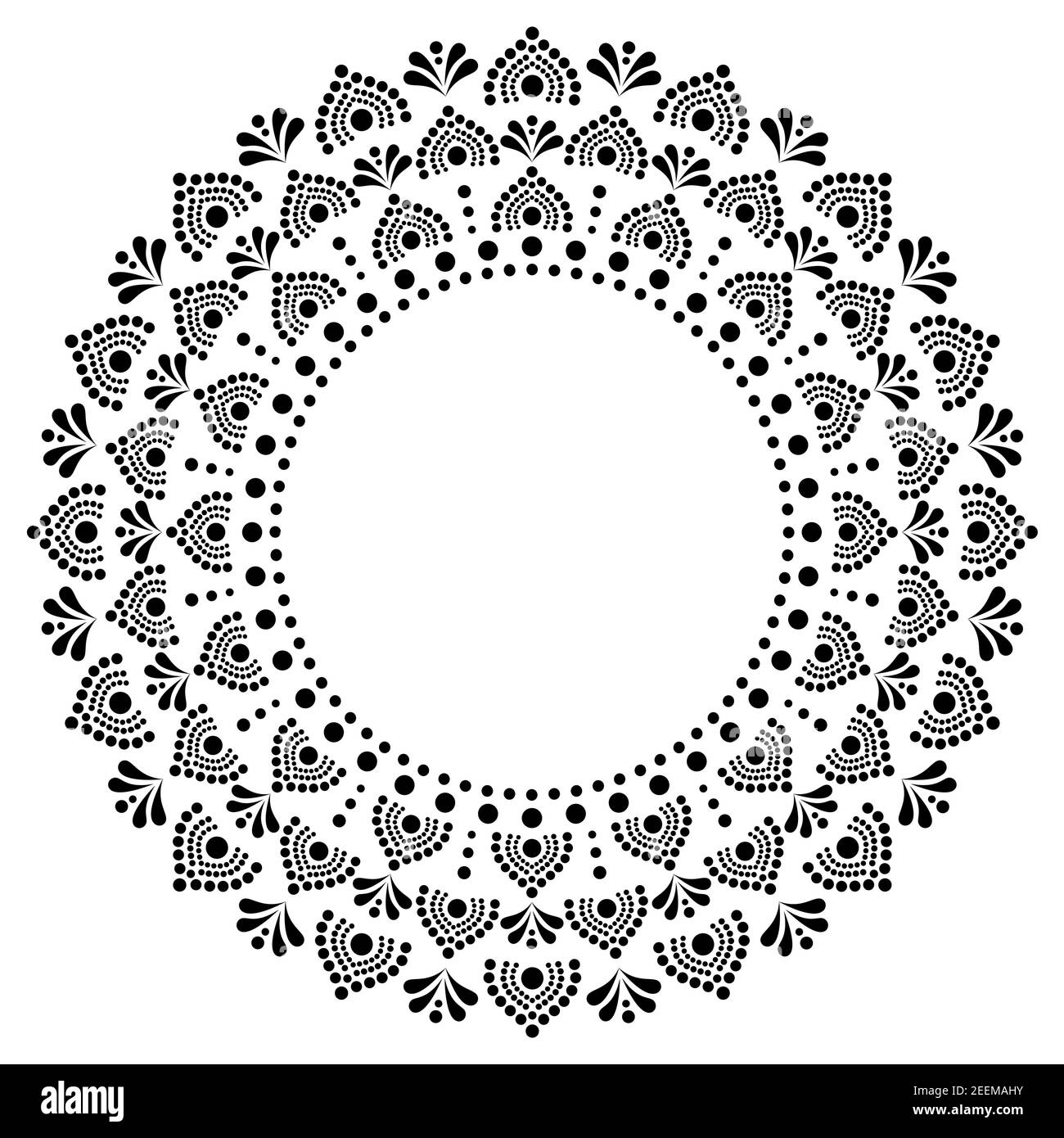 Motif de dessin à pois australien mandala, motif de dessin à l'origine aborigène, style boho décoratif, en blanc sur fond noir Illustration de Vecteur