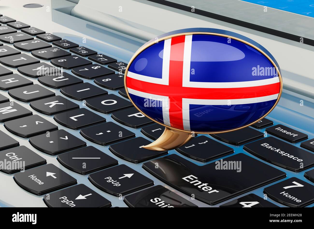 Apprendre le concept de langue islandaise. Cours d'études en ligne. Avec  texte sur le clavier. 3D Illustration Photo Stock - Alamy