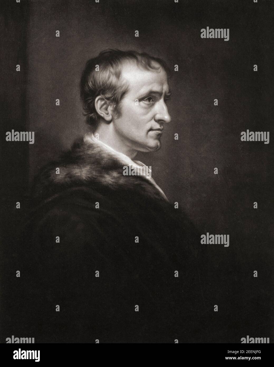William Godwin, 1756-1836. Journaliste anglais, philosophe politique et romancier. Sa première femme était l'écrivain féministe Mary Wollstonecraft. Après une gravure du début du XIXe siècle par George Dawe d'une oeuvre de James Northcote. Banque D'Images