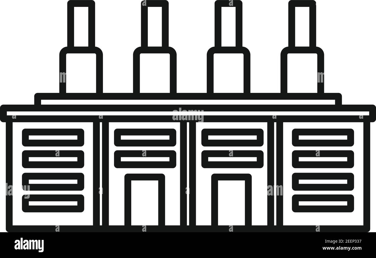 Icône usine de recyclage des déchets, style de contour Illustration de Vecteur