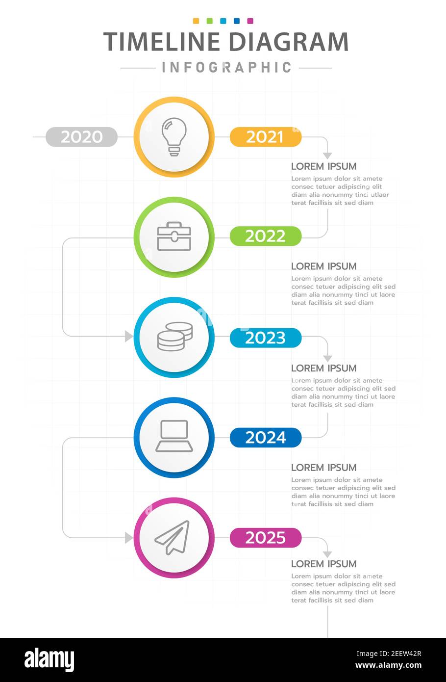 Modèle d'infographie pour les entreprises. Diagramme de la chronologie moderne avec rapport annuel, infographie de vecteur de présentation. Illustration de Vecteur