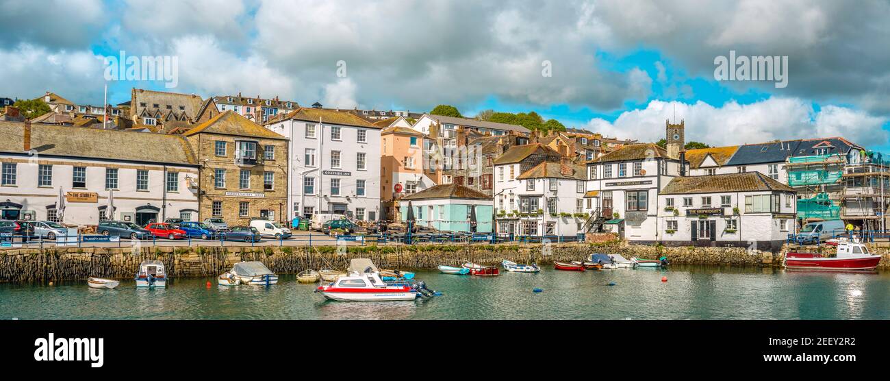 Panorama de Custom House Quay et North Quay, Falmouth, Cornwall, Angleterre, Royaume-Uni Banque D'Images