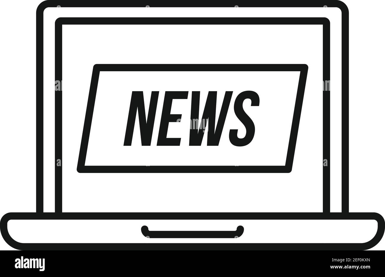 Icône d'actualités TV pour ordinateur portable, style de contour Illustration de Vecteur
