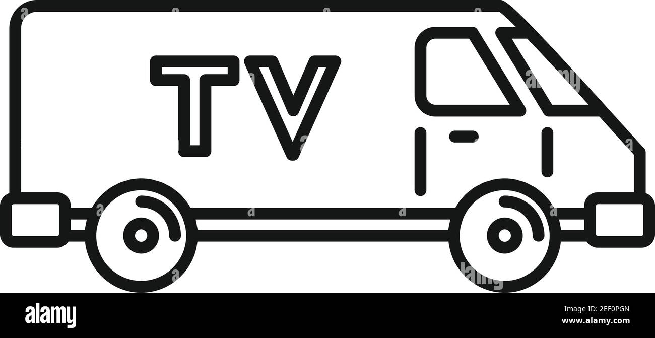 Icône de véhicule de fourgonnette TV, style de contour Illustration de Vecteur