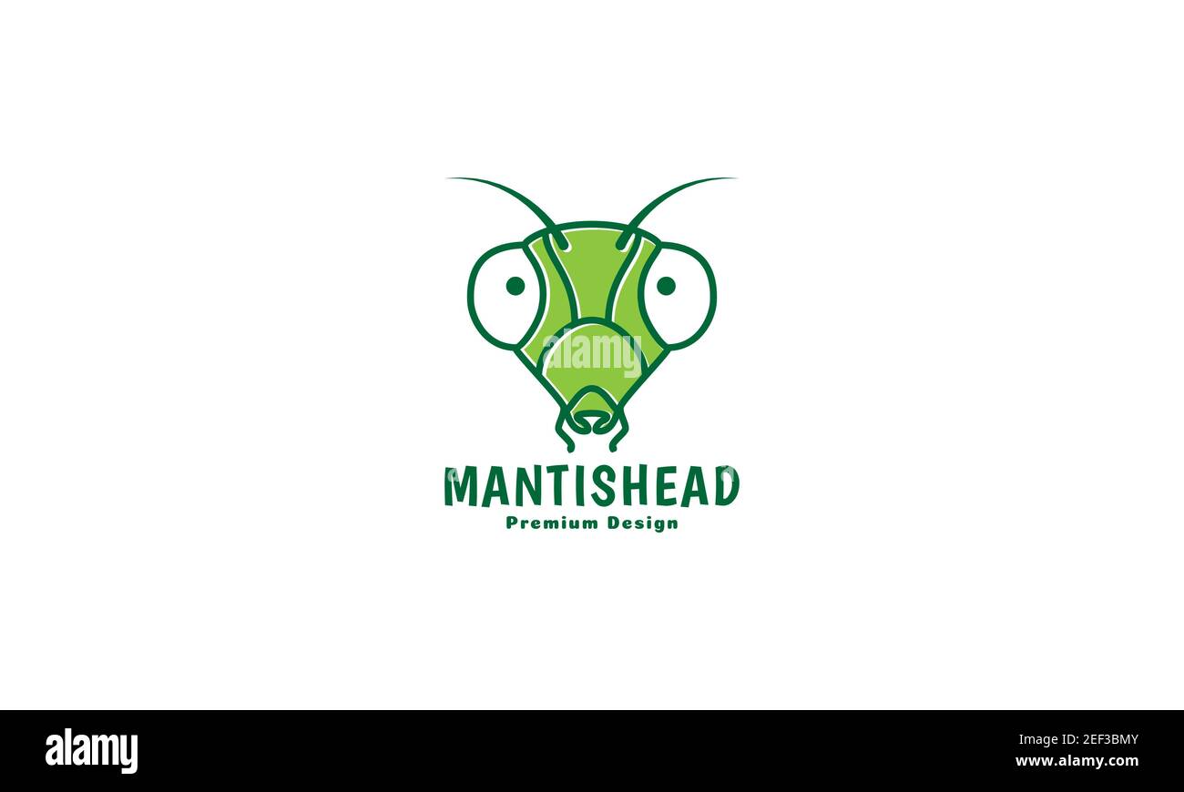 insecte animal mantis tête vert logo design symbole d'icône de vecteur illustration Illustration de Vecteur