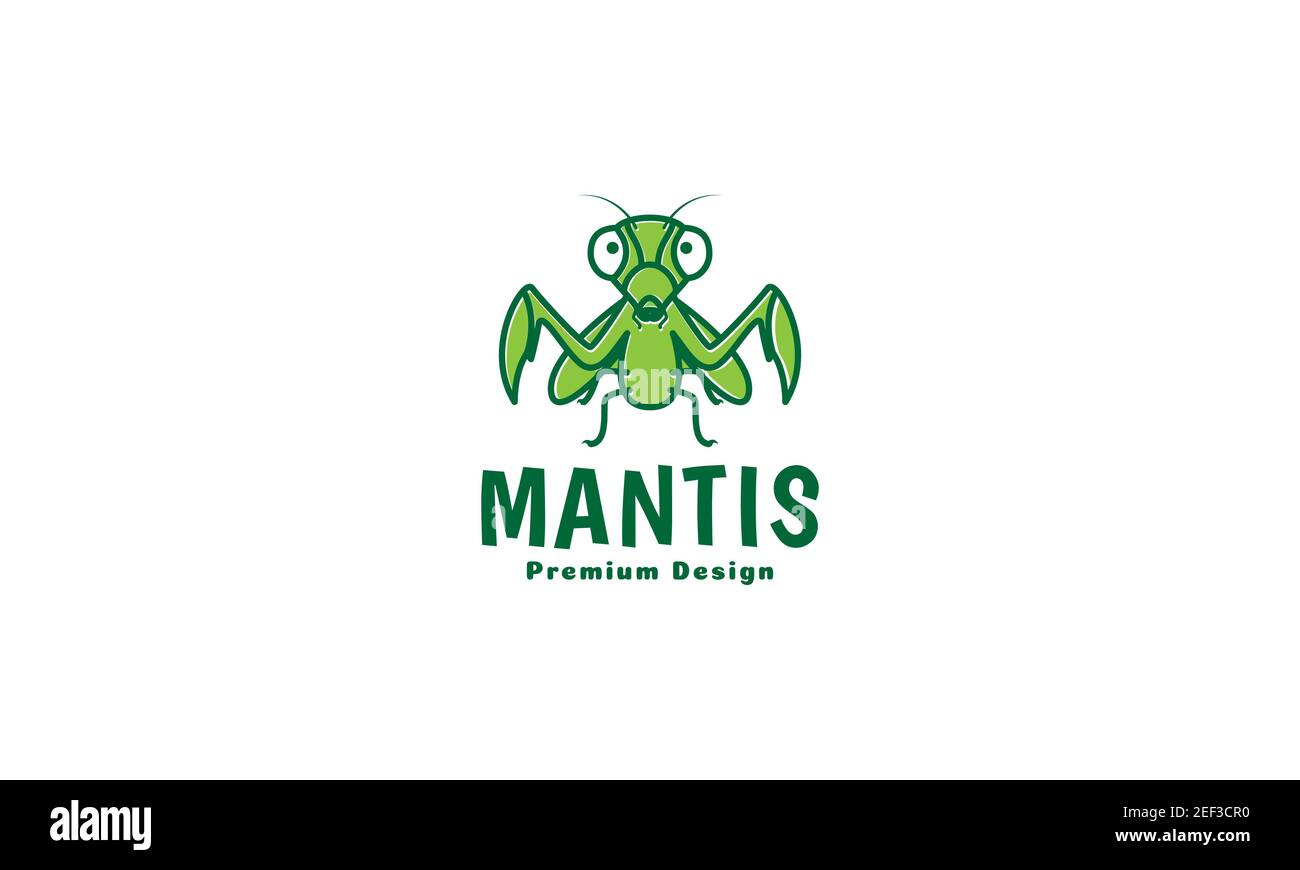 insecte animal mantis vert logo design vecteur icône symbole illustration Illustration de Vecteur
