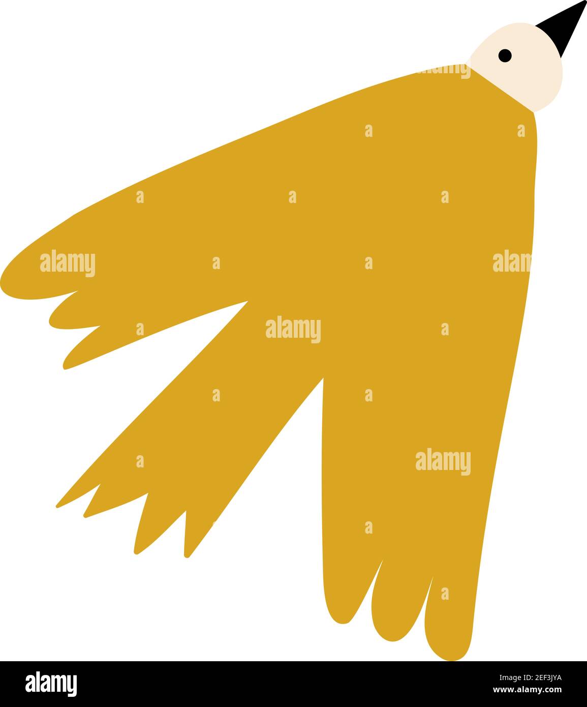 Oiseau volant stylisé dessiné à la main par un vecteur. Décoration élément bébé. Style scandinave pour enfants, motif web Illustration de Vecteur