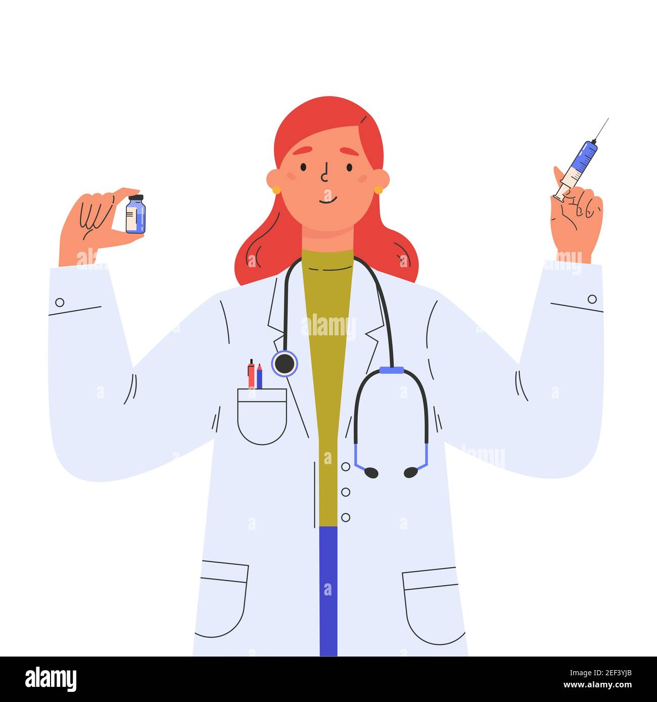 Médecin avec tube à essai dans une blouse médicale. Illustration de Vecteur