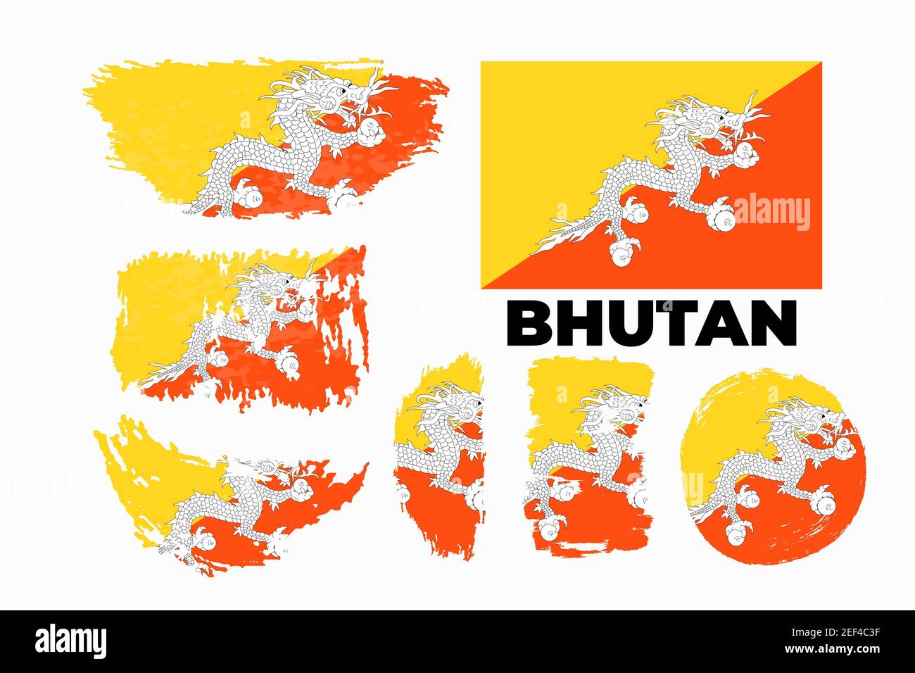 Grunge drapeau du Bhoutan. Texture de grunge vectorielle sur fond transparent. Illustration de Vecteur