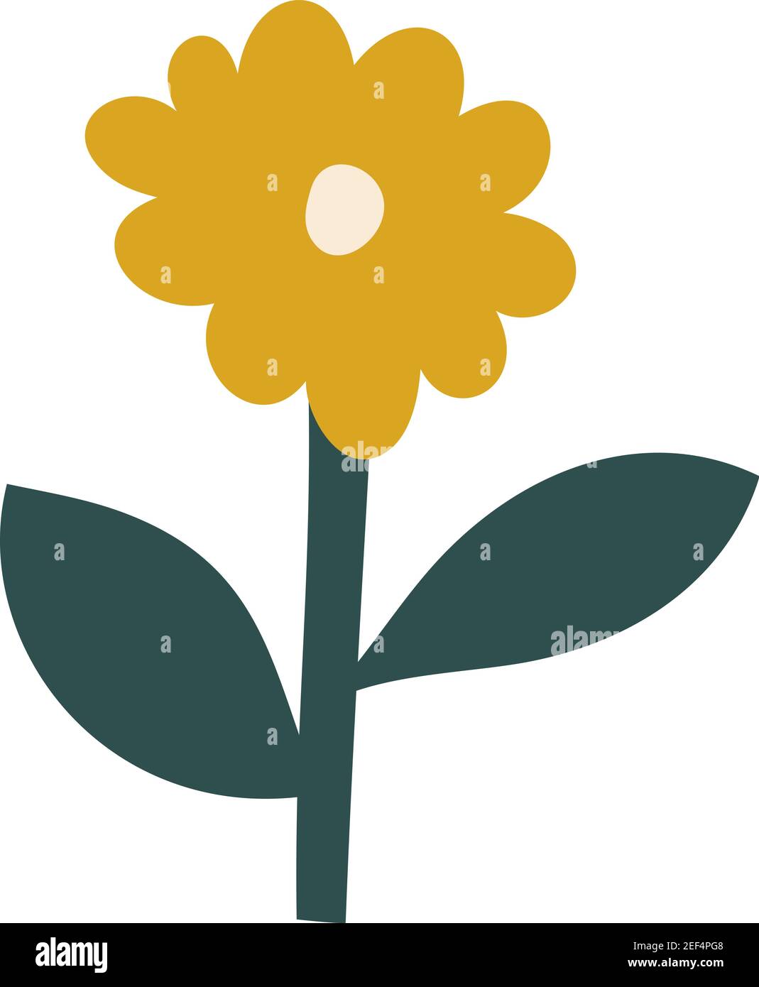 Vecteur fleur jaune stylisée. Élément d'illustration scandinave. Image florale d'été décorative pour carte de Saint-Valentin ou affiche de vœux Illustration de Vecteur