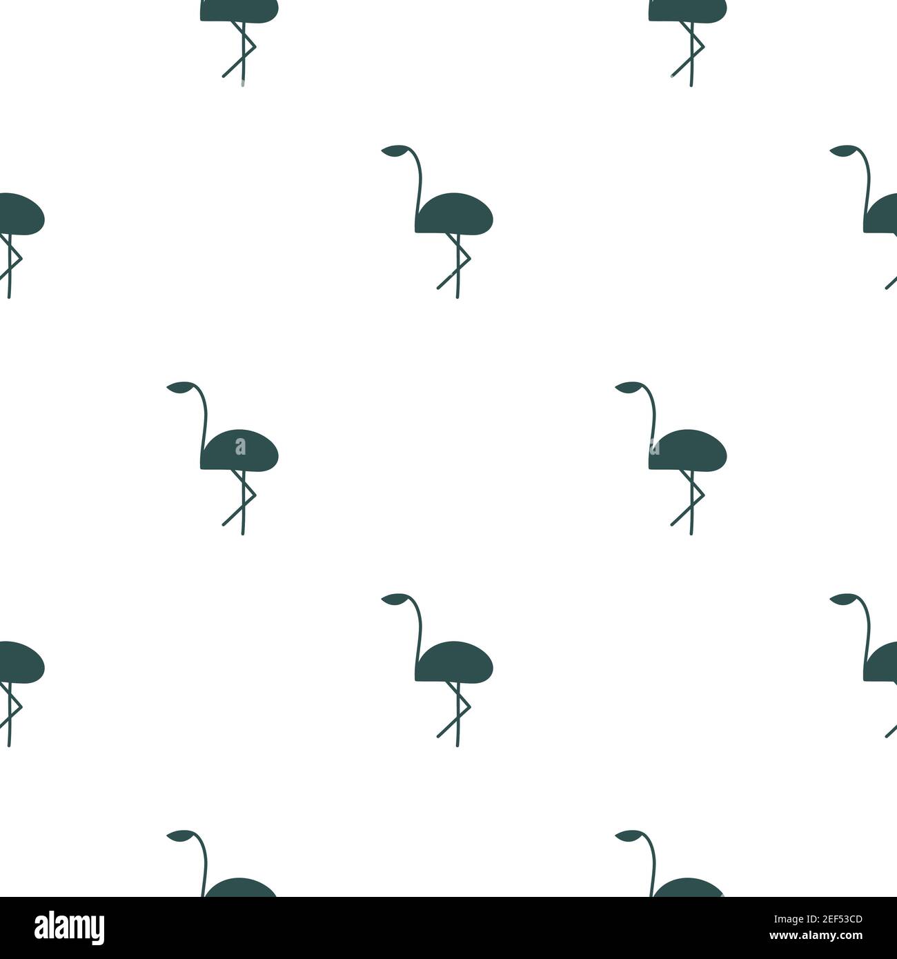 Illustration vectorielle logo Tropical Exotic Birds silhouette flamants été sans couture motif. Couleur bleu foncé tendance 2021 Illustration de Vecteur