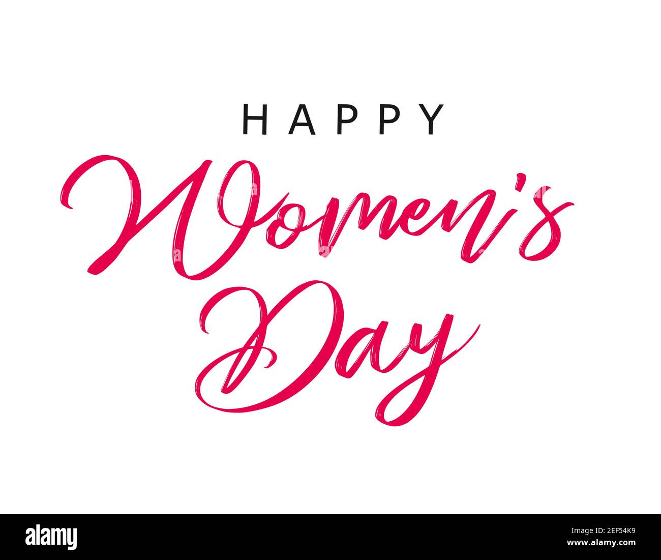 Mars 8 Happy Women's Day lettrage élégant. Joli joli fond blanc de couleur, inscription calligraphique en style de trait de pinceau. Abstrait isolé Illustration de Vecteur