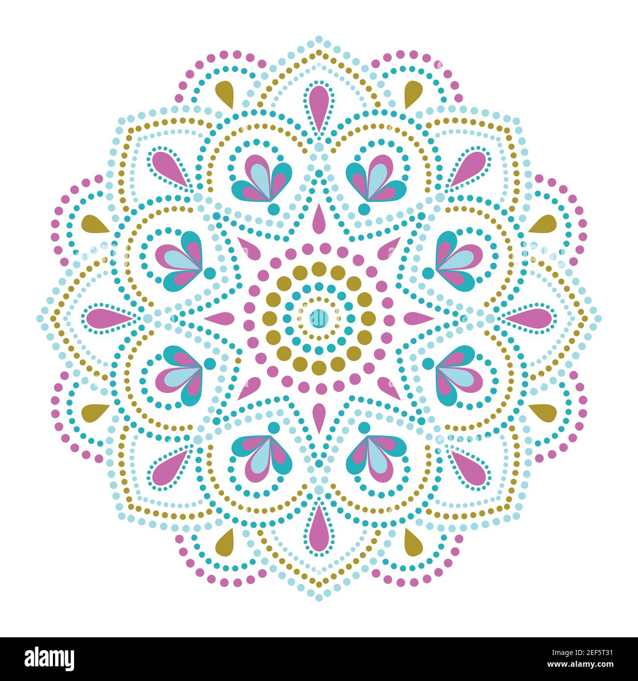 La peinture à points rencontre les mandalas. Style aborigène de la peinture de point et de la puissance de mandala. Fleur décorative. Motif à pois multicolores Illustration de Vecteur