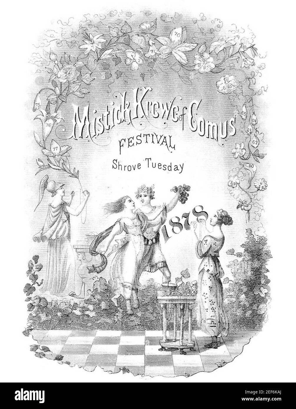 Invitation au bal de saison 1878 Mardi gras de la Nouvelle-Orléans Photo  Stock - Alamy