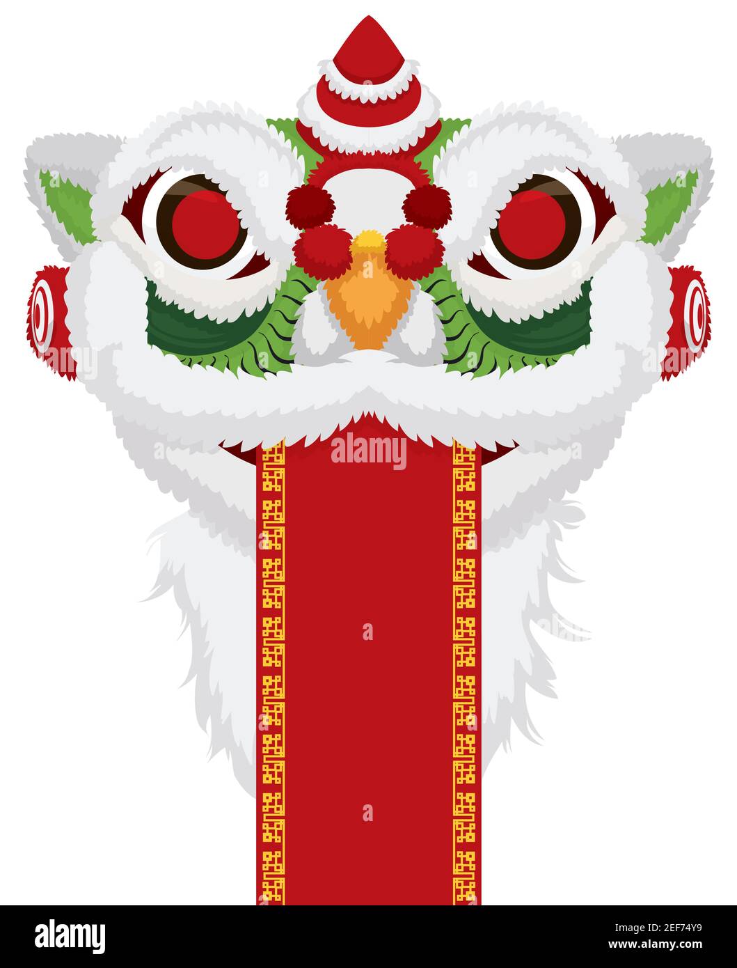 Modèle avec costume chinois à tête de lion de couleur verte, corne et  fourrure de style sudiste, portant une étiquette rouge sur sa bouche Image  Vectorielle Stock - Alamy