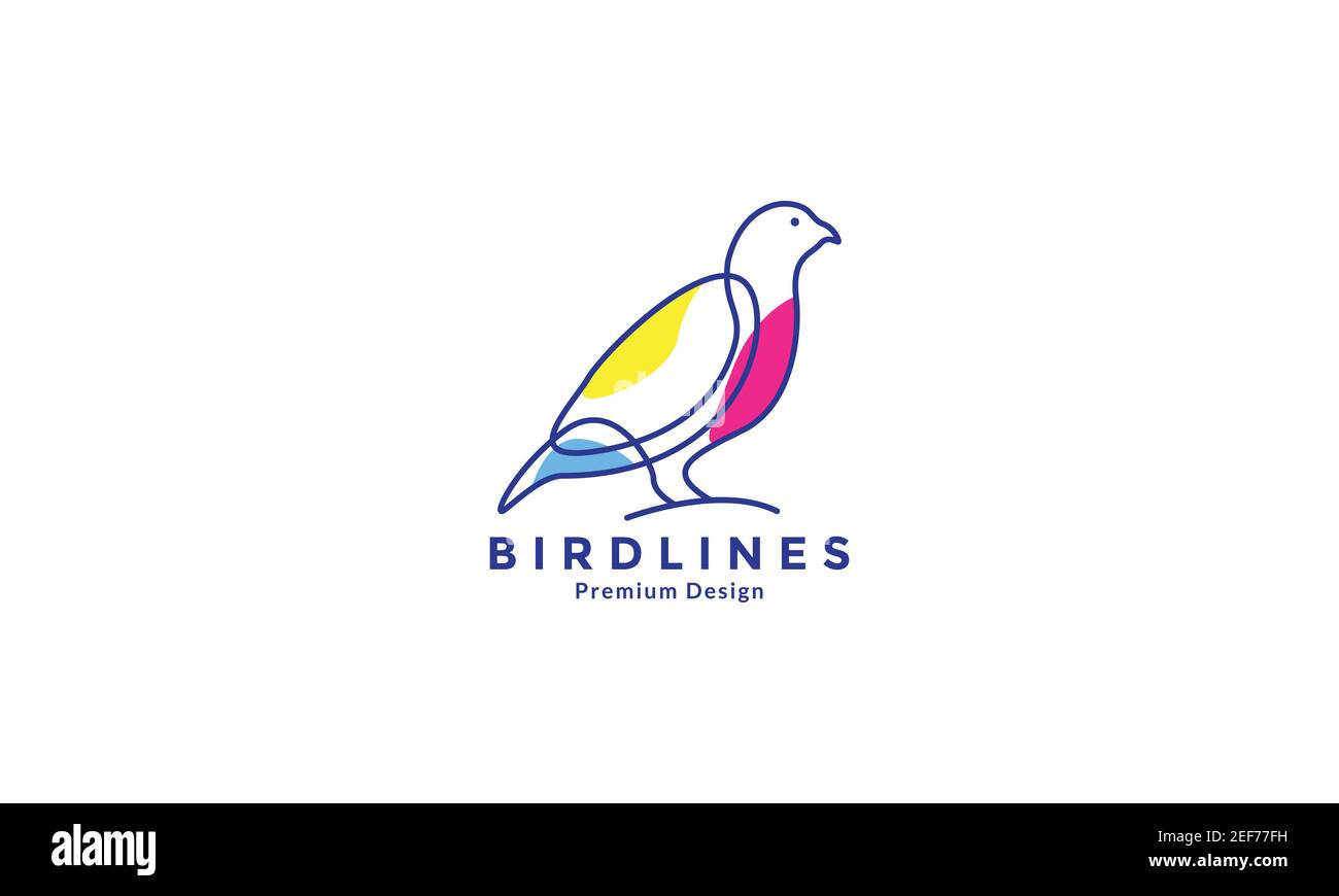 Oiseaux Quail ligne coloré logo symbole vecteur icône dessin illustration Illustration de Vecteur