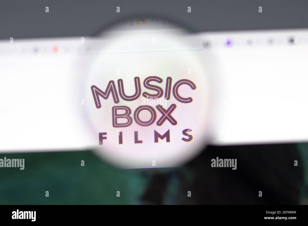New York, Etats-Unis - 15 février 2021 : site de Music Box films dans un navigateur avec logo de la société, Editorial Banque D'Images