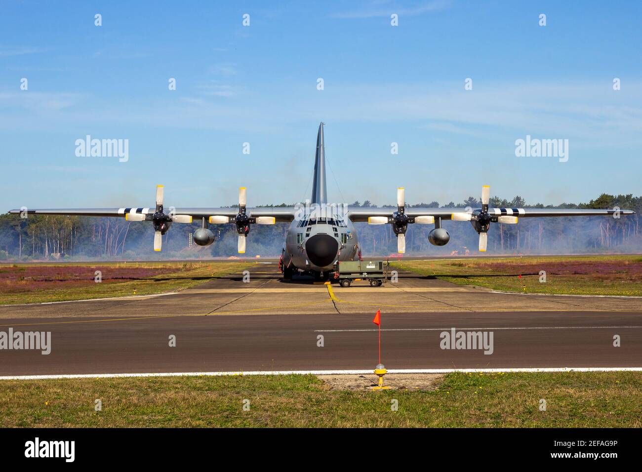 Lockheed C-130 Hercules de l'armée de l'air belge sur le tarmac de la base aérienne Kleine-Brogel. Belgique - 14 septembre 2019 Banque D'Images