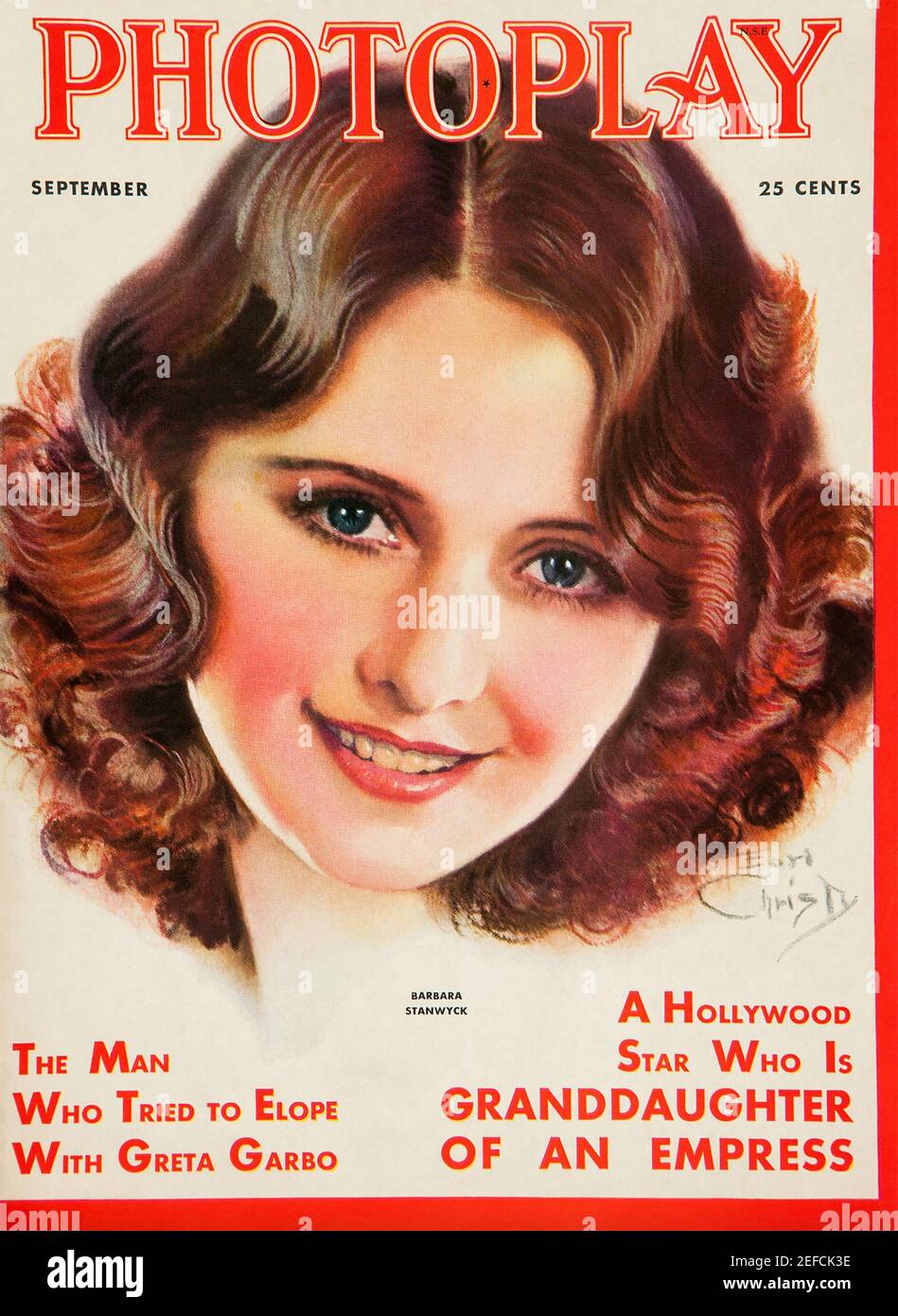 BARBARA STANWYCK (1907-1990) actrice américaine sur la couverture de Photoplay en septembre 1931 Banque D'Images