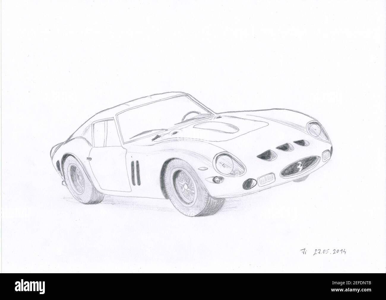 ferrari 250 gto, voiture de course d'époque, dessin de la manule, crayon Banque D'Images